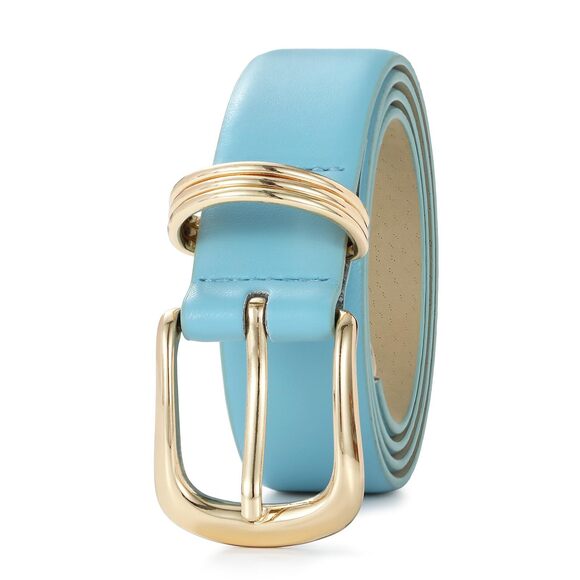 2791 Women\'s Blue Belts With Gold Buckle Elegant Leather Waist Belt Ladies main image 5